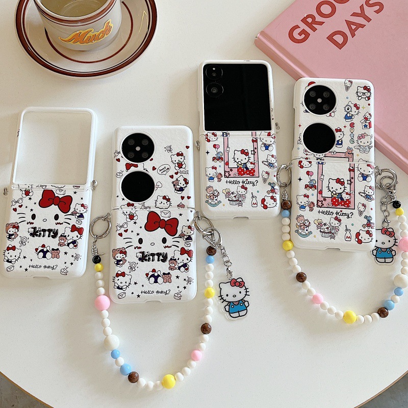 Leather Texture Cartoon Cat with Hinge Suitable for Xiaomi Mixflip Foldableing Screen Mobile Phone Case Magicvflip Hard Case