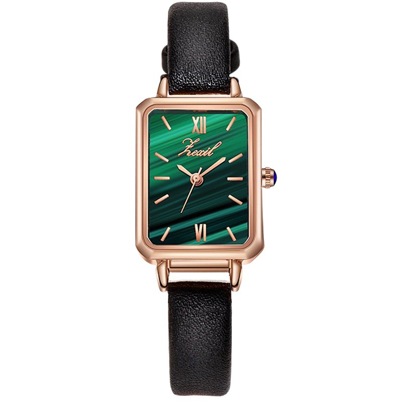 2024 nuevo reloj cuadrado de moda reloj de mujer en vivo retro celebridad de Internet moda pequeño reloj verde reloj de disco verde malaquita
