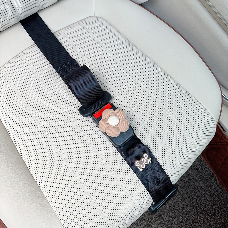 Car seat belt | Qìchē Car Safety Belt - three-point-anti-strangle-seatbelt-black-coffee-small-flower