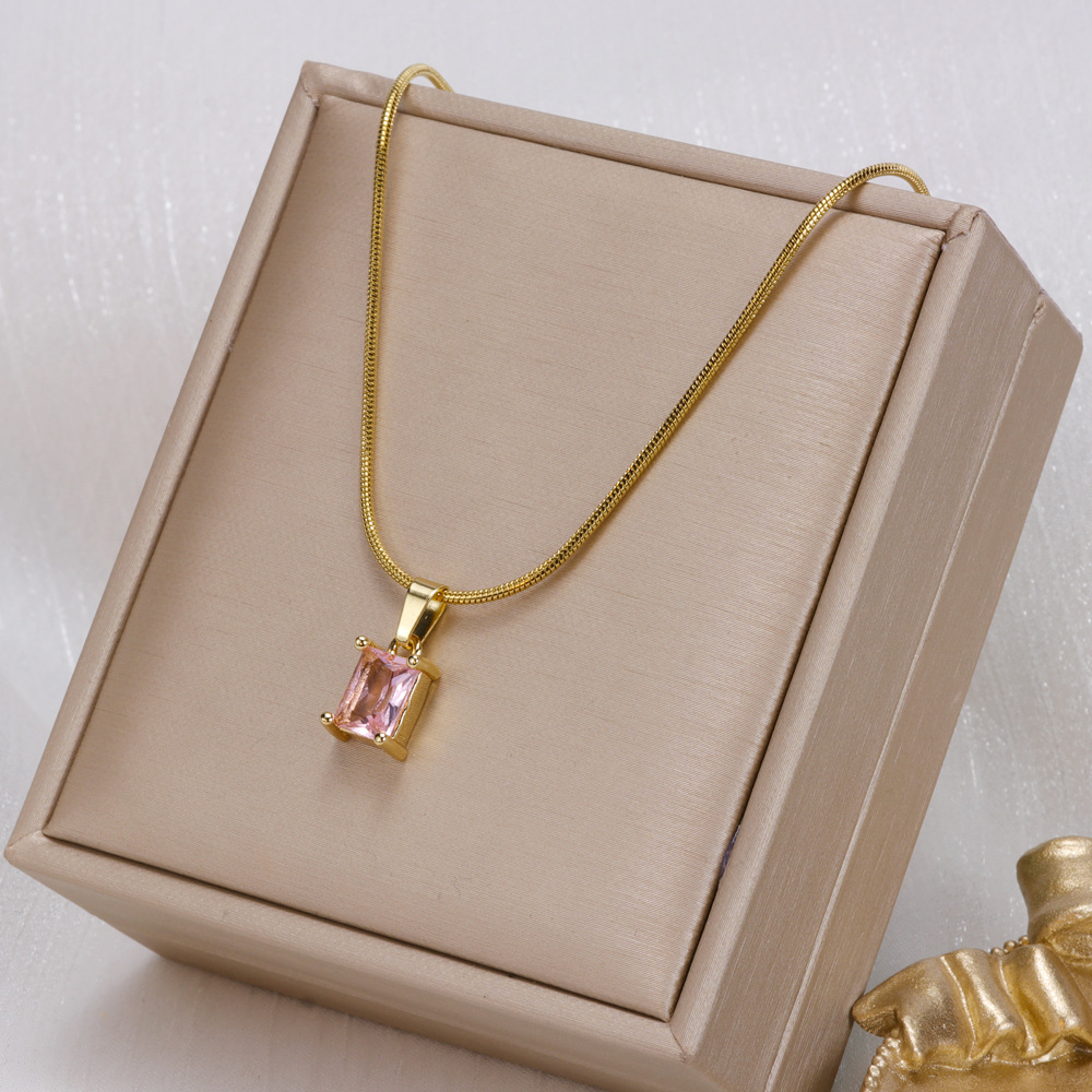 30g Weight Zircon Inlay Material Pendant Necklace Classification 1 Piece Quantity Daily Occasion Stainless Steel Material Geometric Pattern Unisex Gender Inlay Design Simple Style Style Simple Style Geometric Stainless Steel Inlay Zircon Pendant Necklace 3