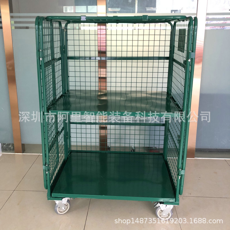 网格物流台车物流快递分拣笼车快递台车折叠式周转小推车搬运笼车