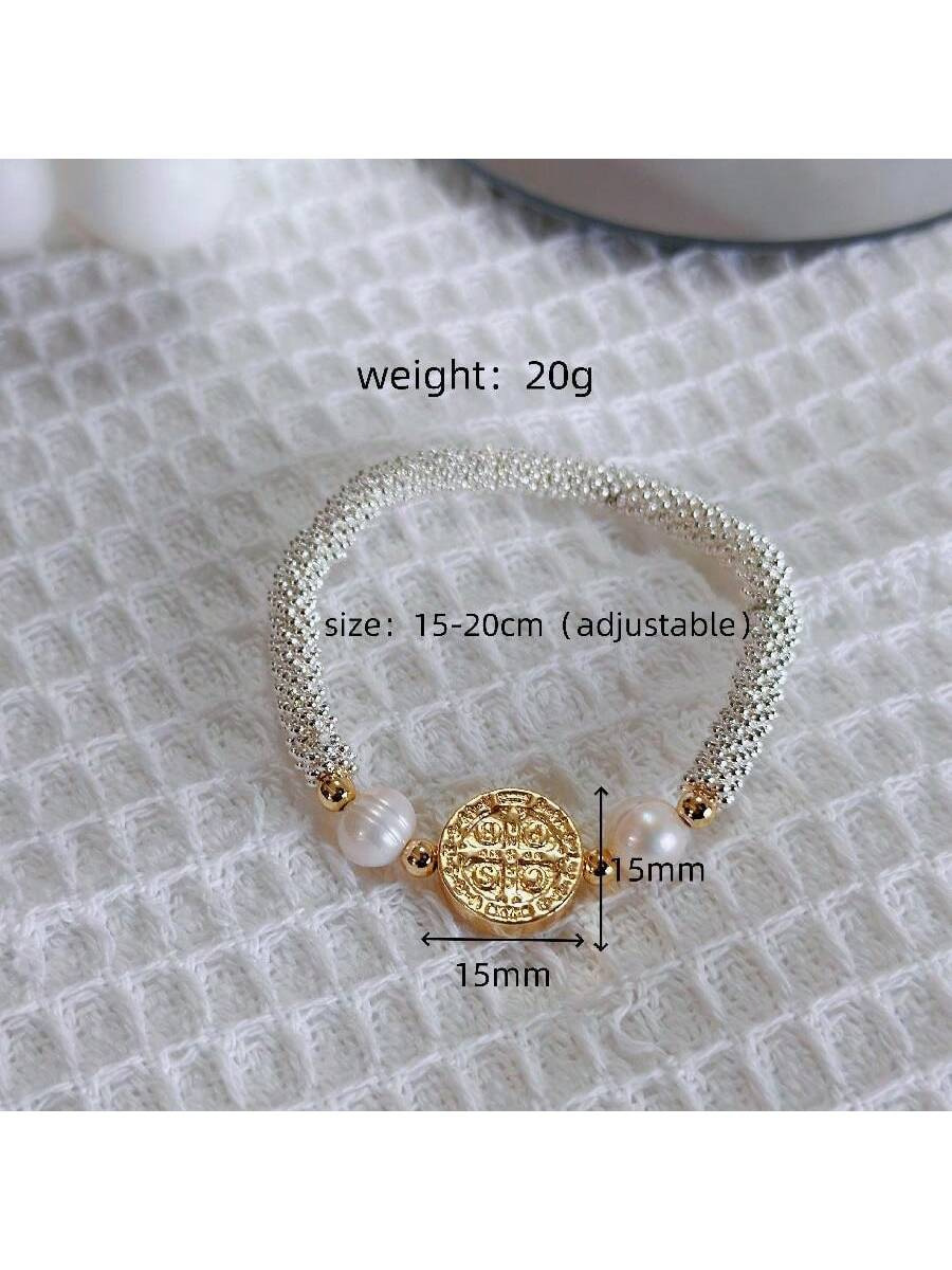 Outdoor, Shopping Occasion Copper Material Copper Plating Flakes Round Virgin Mary Bracelets