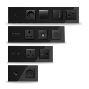Type 86 European Standard Switch Socket Accessories Function Key Tempered Glass Panel USB Socket Module DIY Any Matchinging