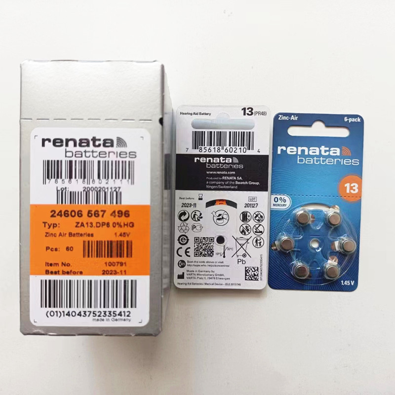 瑞士Renata雷纳塔锌空气电池助听器电池ZA13/PR48/P13厂家直销
