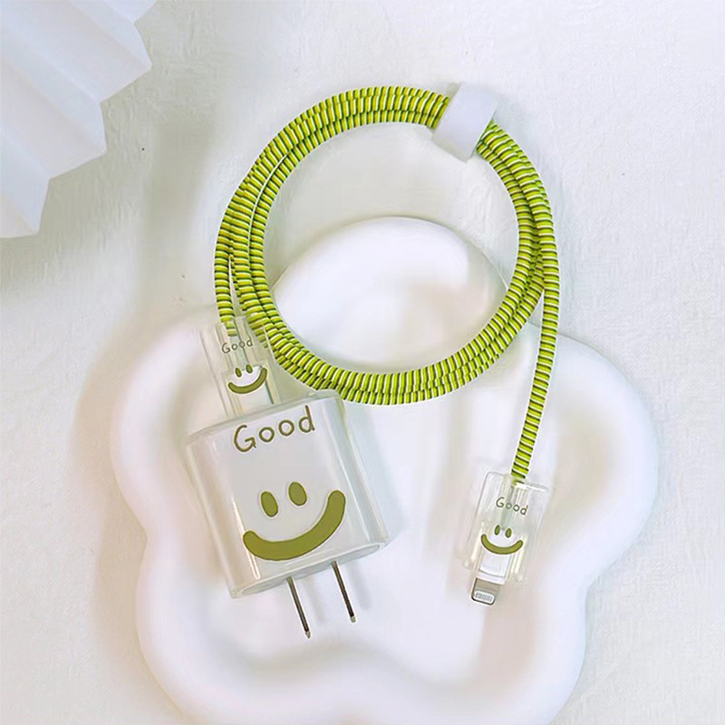 Adecuado para Apple cargador de carga rápida impresión suave caso transparente funda protectora cable morder dispositivo caso cargador funda protectora