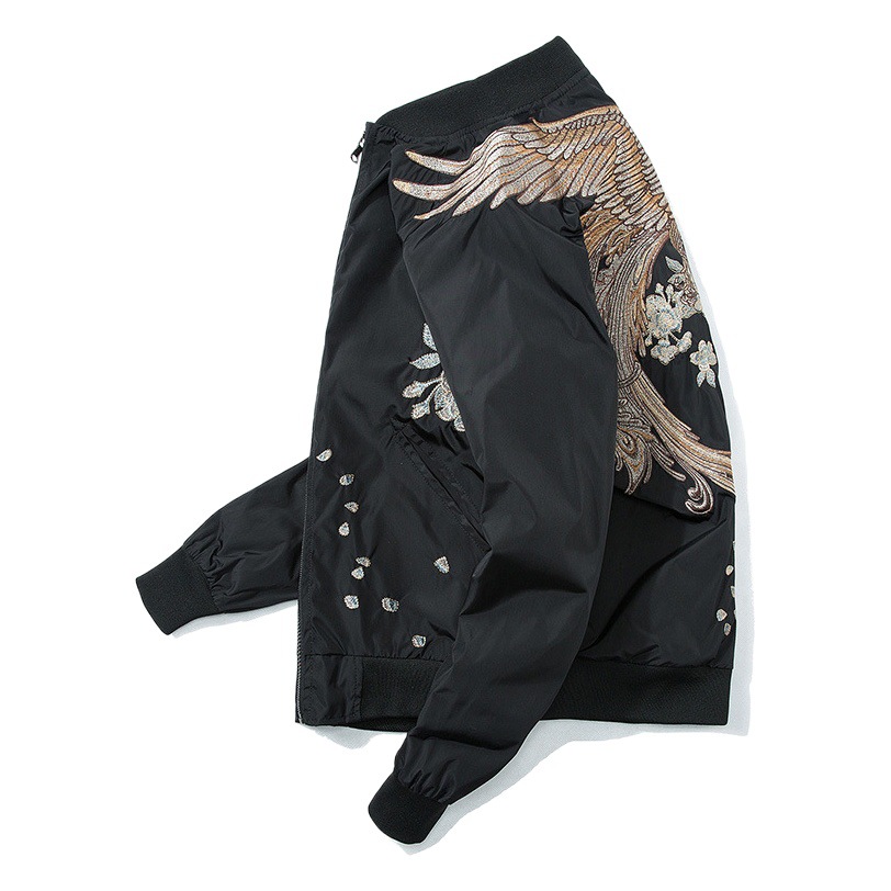 Primavera y otoño nuevo bordado chaqueta voladora uniforme de béisbol hombres moda marca chaqueta superior