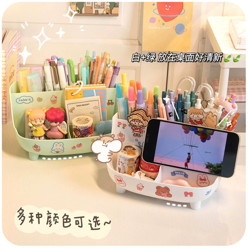 Cute children's pens holder, capacious stationery for elementary school students, storage box