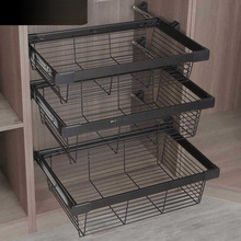 批发衣柜拉篮抽屉式伸缩裤架家用衣帽间拉篮内置收纳藤篮裤抽五金