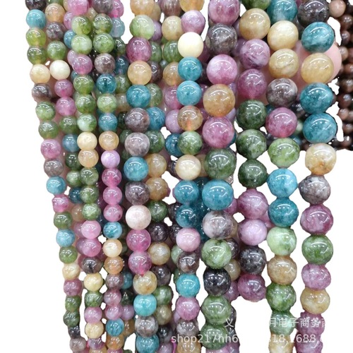 Factory Direct Sale Imitation Tourmaline High-Quality Agate Bead Bracelet Semi-Finished Round Beads DIY Accessory Wholesale