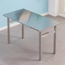 网红不锈钢小吃店饭店食堂工厂咖啡厅长方形工业风快餐店桌椅组合