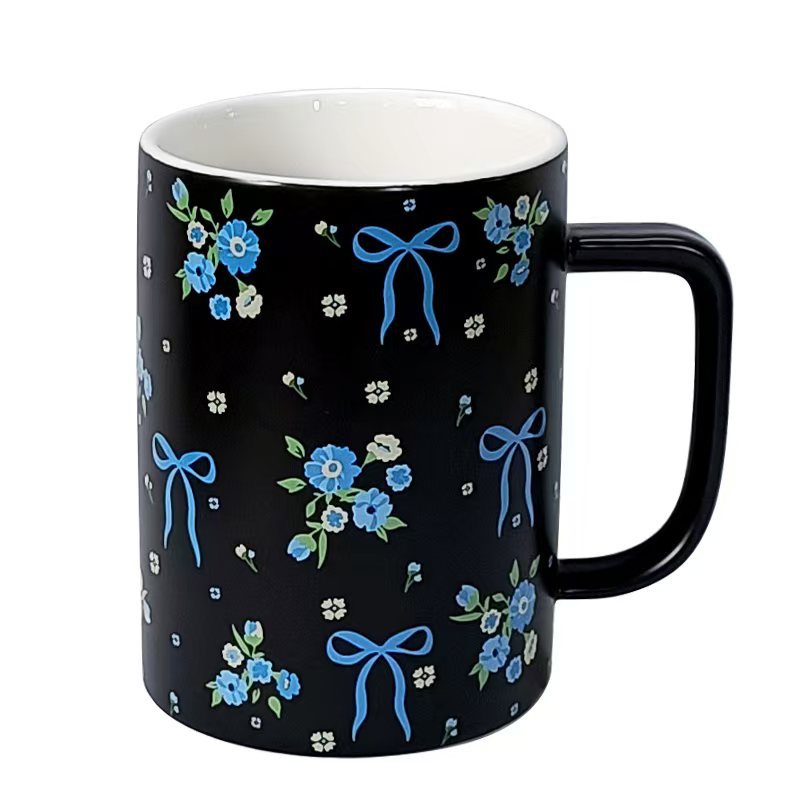 Retro lujo ligero alto sentido arco flor triturada taza de cerámica exquisita taza de nicho de alta capacidad taza de alto valor facial