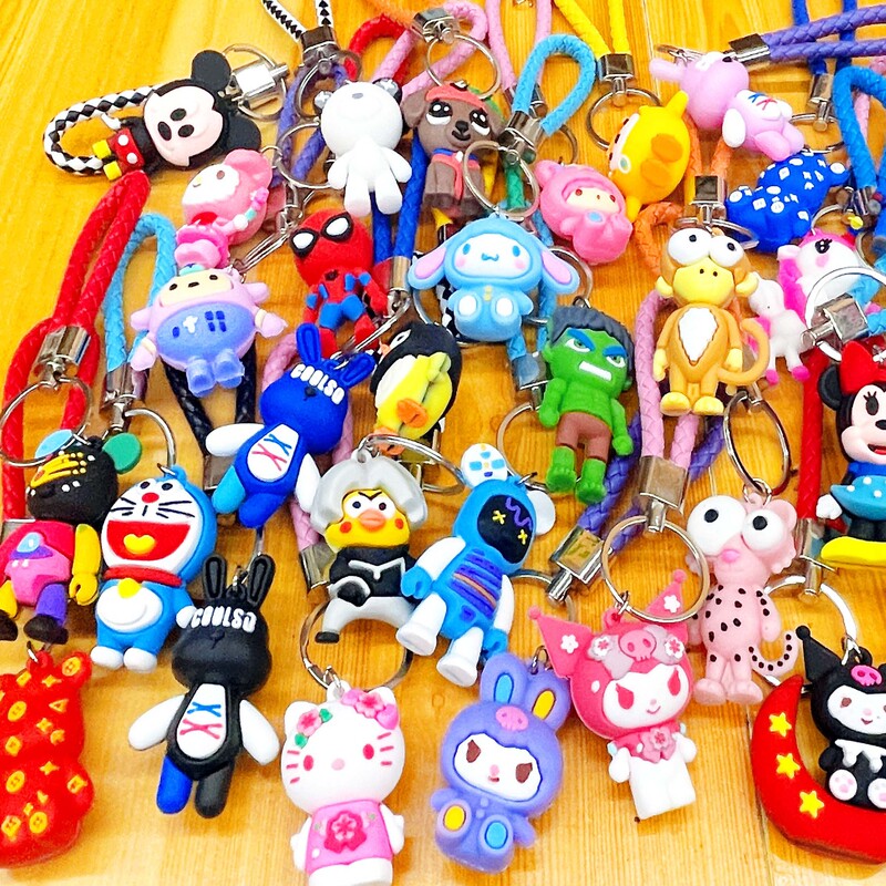School Reward Gift Braided Rope Cartoon Doll Keychain Cute Backpack Small Pendant Car Key Chain Wholesale