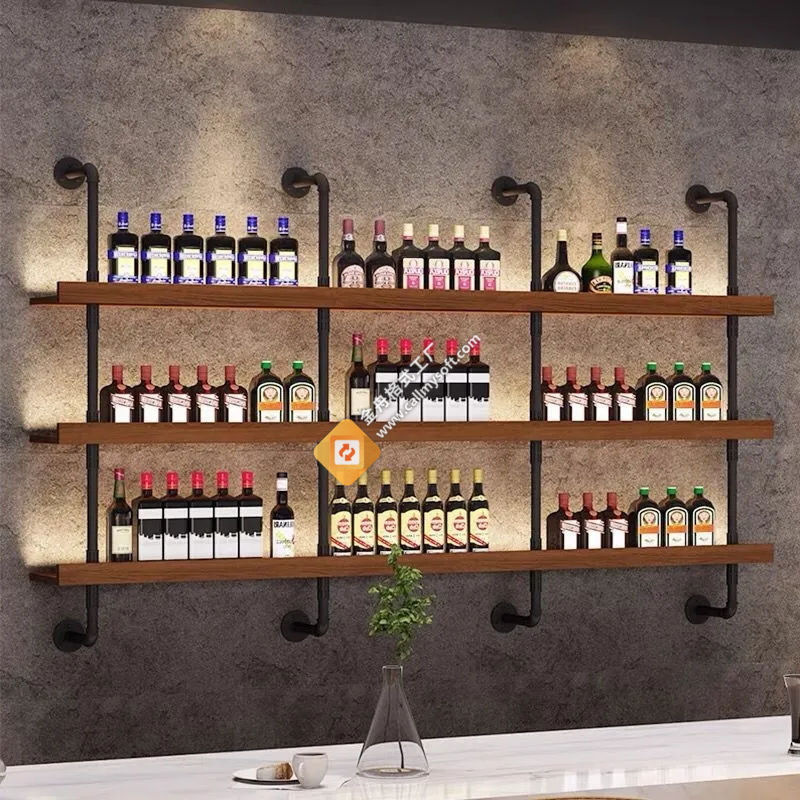 工业风酒吧烧烤店吧台壁挂式红酒靠墙餐厅置物架咖啡酒架挂墙批发