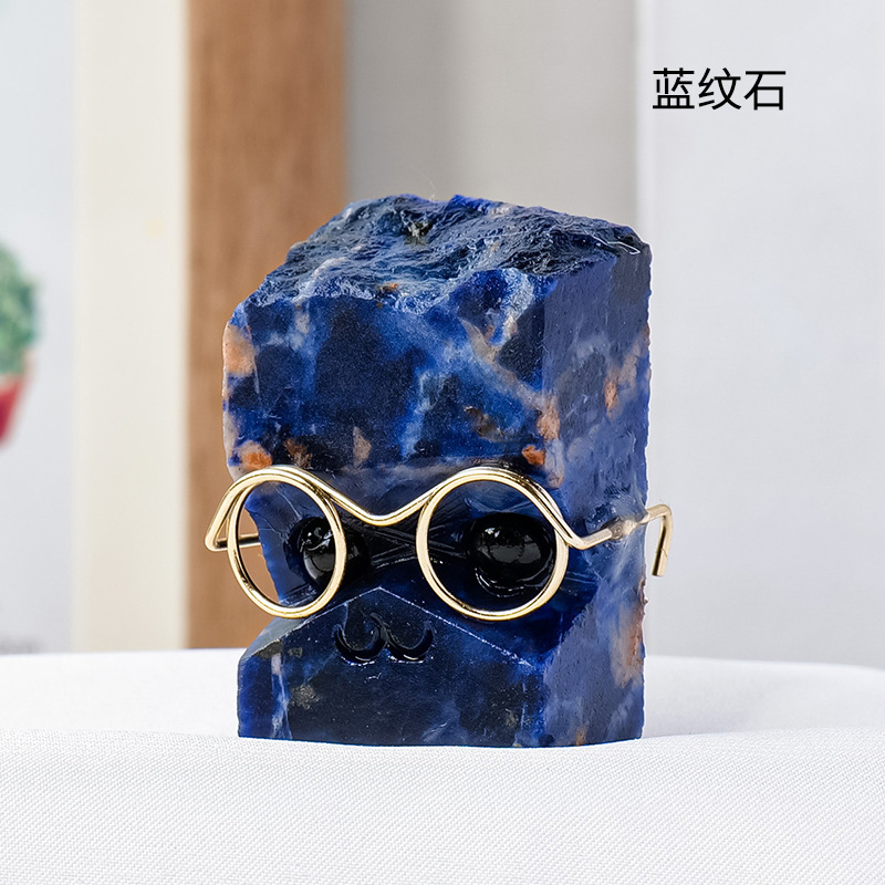 Crystal natural transfronterizo pequeño erizo adornos de escritorio para el hogar para jugar con gafas para la decoración creativa del erizo mayorista