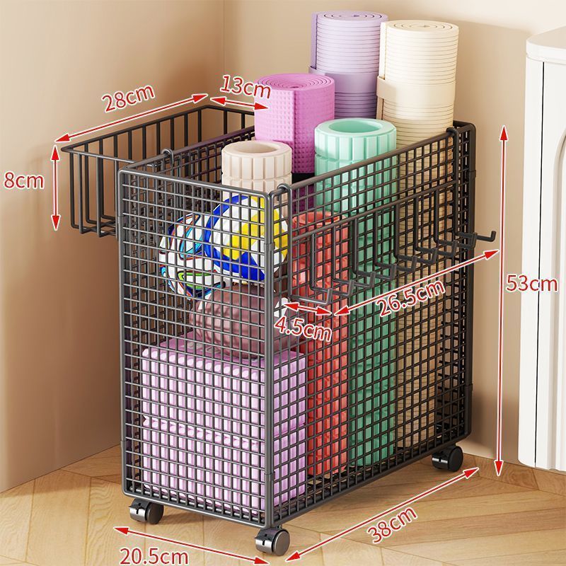 スポーツ用品収納、折りたたみ整理用品、フィットネス・スポーツ用品チューブ、ヨガマット、おもちゃ、車輪付きバスケット、家庭用狭い|undefined