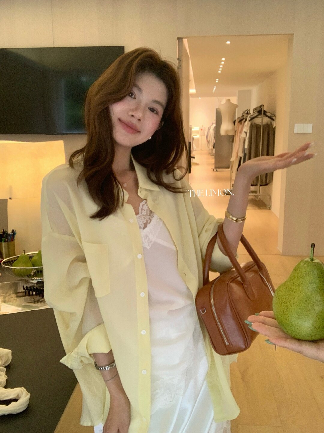 Áo sơ mi nữ tay dài chất liệu tencel phong cách lười biếng ấm áp — Vàng nhạt, xanh lam, Xanh lá cây nhạtcolor, màu hồng chi tiết 44
