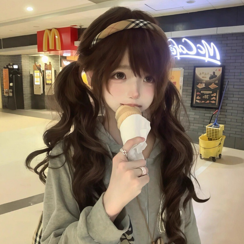 [Old-Fashioned Loli] Cheng Ming Wig Female 75cm Roman Curly Lolita Double Ponytail Jk Long Curly Hair Full Headgear