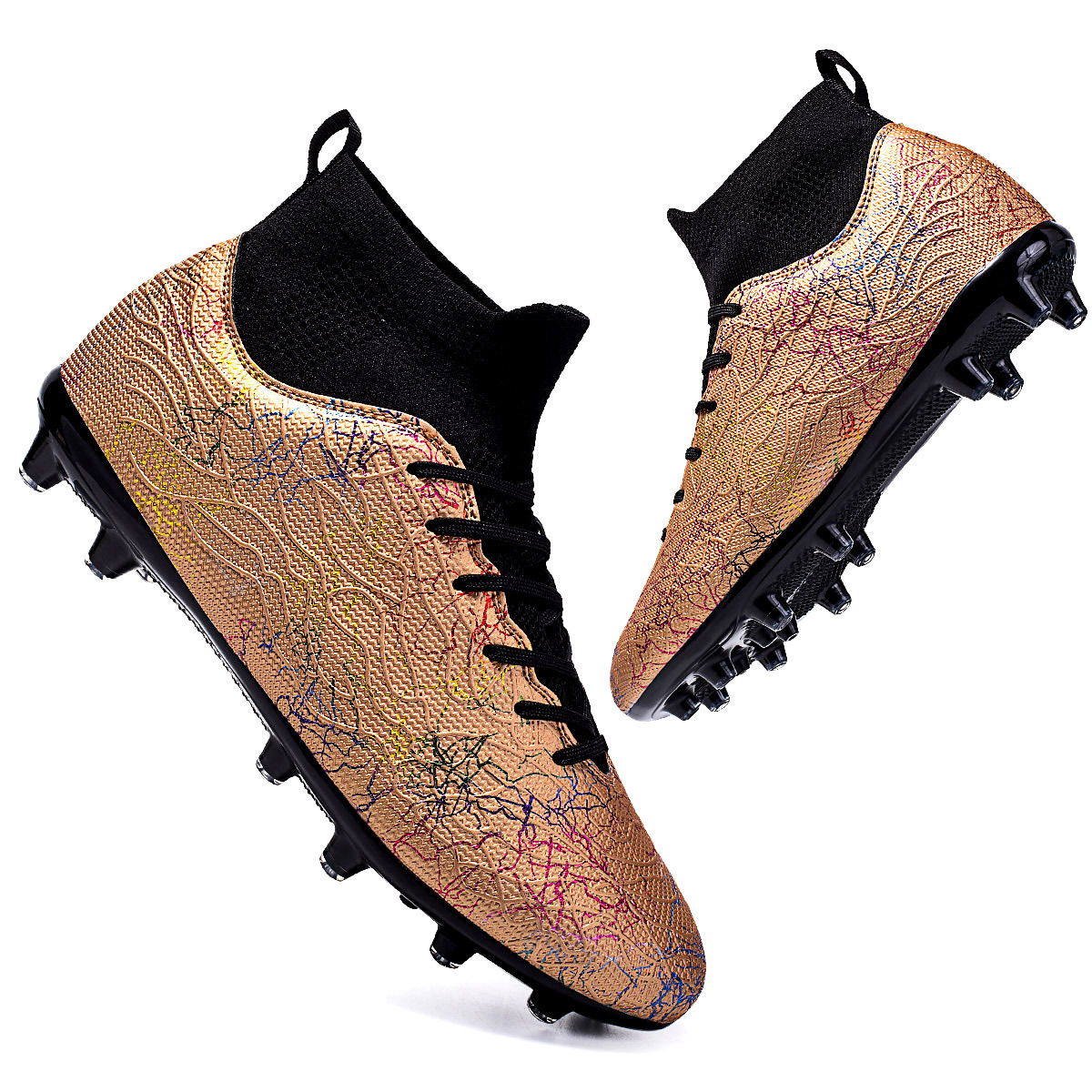 Zapatos de fútbol de alto impacto para hombres camuflado transpirable entrenamiento profesional de estudiantes zapatos de fútbol de clavos largos transfronterizos explosivos zapatos de fútbol de clavos