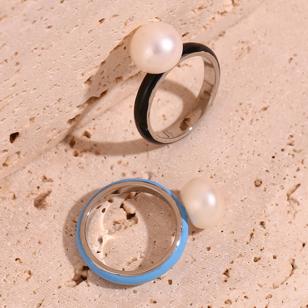 Color Dripping Steamed Bun Bead Ring