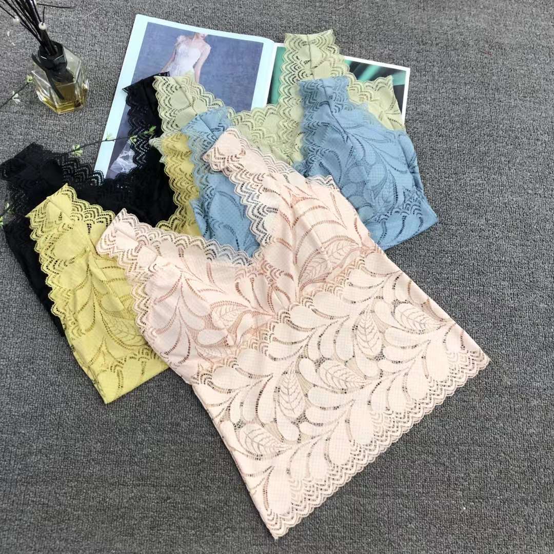 Nuevo Chaleco de encaje belleza espalda envuelta pecho ropa interior inalámbrica camisola sexy ropa interior de mujer base anti-exposición