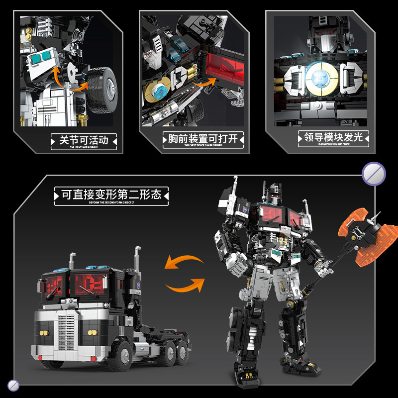 Compatible con Lego 996 oscuro Optimus galvanoplastia limitada Optimus Autobot transformación robot Montaje de bloques de construcción modelo