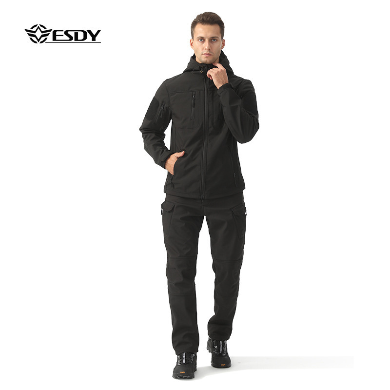 Sports Outdoor Autum Jacket Suit Men's Cycling Outdoor Mountaineering Tactical Shark Soft Shell Windproof Warm Jacket