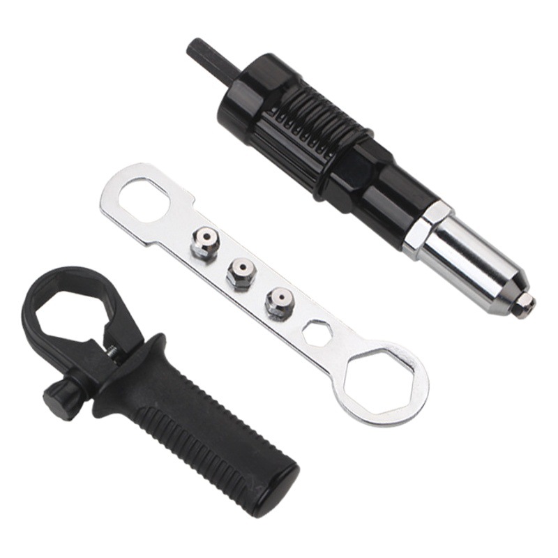 Pistola de remache eléctrica núcleo de remache tirando de la cabeza de conversión de agarre de uñas tirando de la cabeza de la pistola remache de aleación de aluminio remachado Latin beater