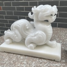 汉白玉摆件阿富汗玉貔貅家庭摆件皮休真玉石商务礼品师傅先生摆件
