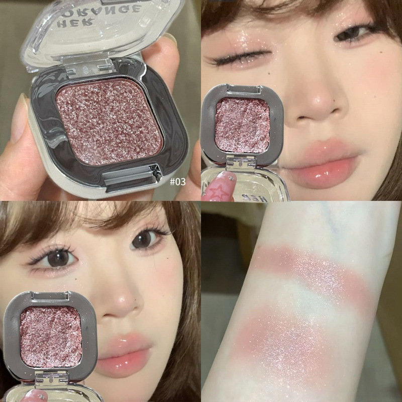 HERORANGE sensación fría de una sola sombra de ojos de maquillaje fácil de brillar perlada brillante brillante maquillaje de alta brillo plato de sombra de ojos de maquillaje