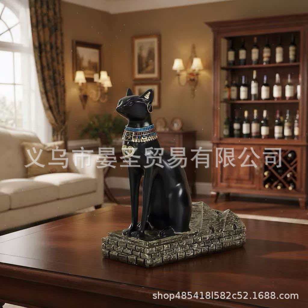 Transfronterizos egipcios mejores gatos estantes de vino Anubis Dios estantes de vino bar ornamentos artesanos