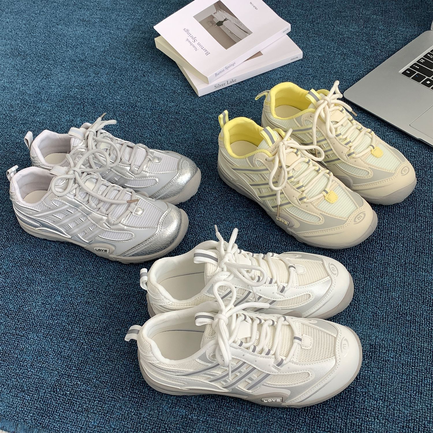 Breathable Mesh German Training Shoes for Women 2025 Summer New Versatile Thick-Soled Casual White Forrest Gump Shoes Popular Sports Shoes