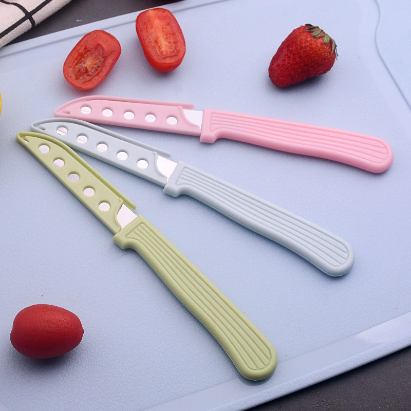 Оптовая кухонный портативный линейчатый нож бытовой нож Овощечистка из нержавеющей стали цветная полоса набор мини-нож для фруктов