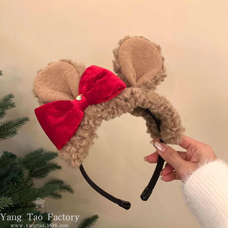 2025 Año Nuevo Pequeño conejo arco peluche banda de pelo Año Nuevo lindo conejo vestido accesorios de fotos joyas para el pelo