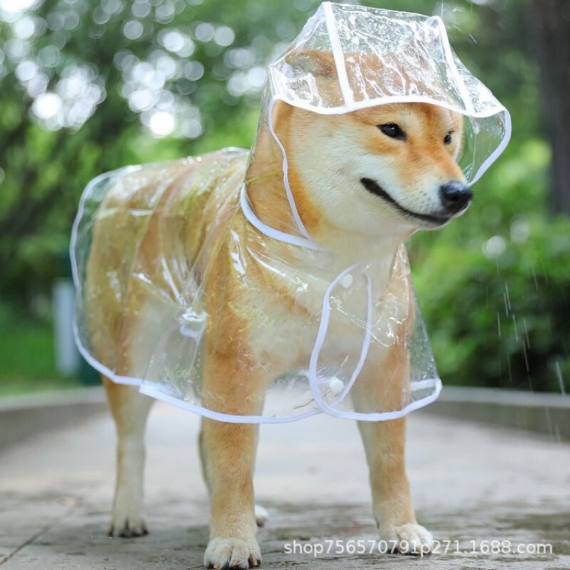 Dog Raincoat Pet Raincoat Four-Legged Small Dog Raincoat Poncho Corgi Export Quality Small and Medium-Sized Dogs Transparent Waterproof