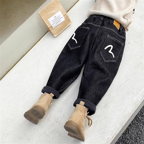 Children's New Color Denim Jeans Spring and Autumn Boys Korean Style Pants Middle Child Loose Children's Wear Wholesale One Piece Shipping