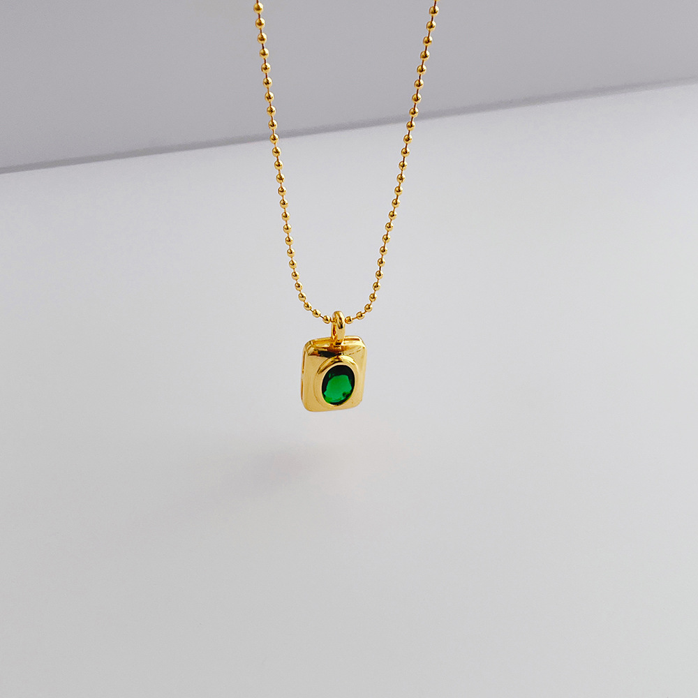 1 Piece Fashion Square Oval Metal Inlay Artificial Gemstones Womenu0027S Pendant Necklace