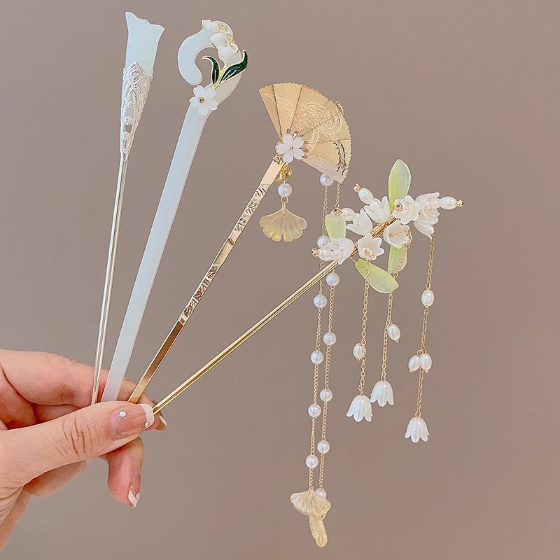 Estilo antiguo borla Flor horquilla de las mujeres nuevo estilo chino de alta calidad accesorios para el cabello Hanfu tocado horquilla paso sacudida updo horquilla para el cabello