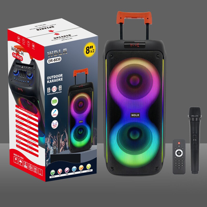 2024 export to Europe and the United States luggage case double 8 inch Bluetooth stereo with microphone high volume outdoor party lighting karaoke