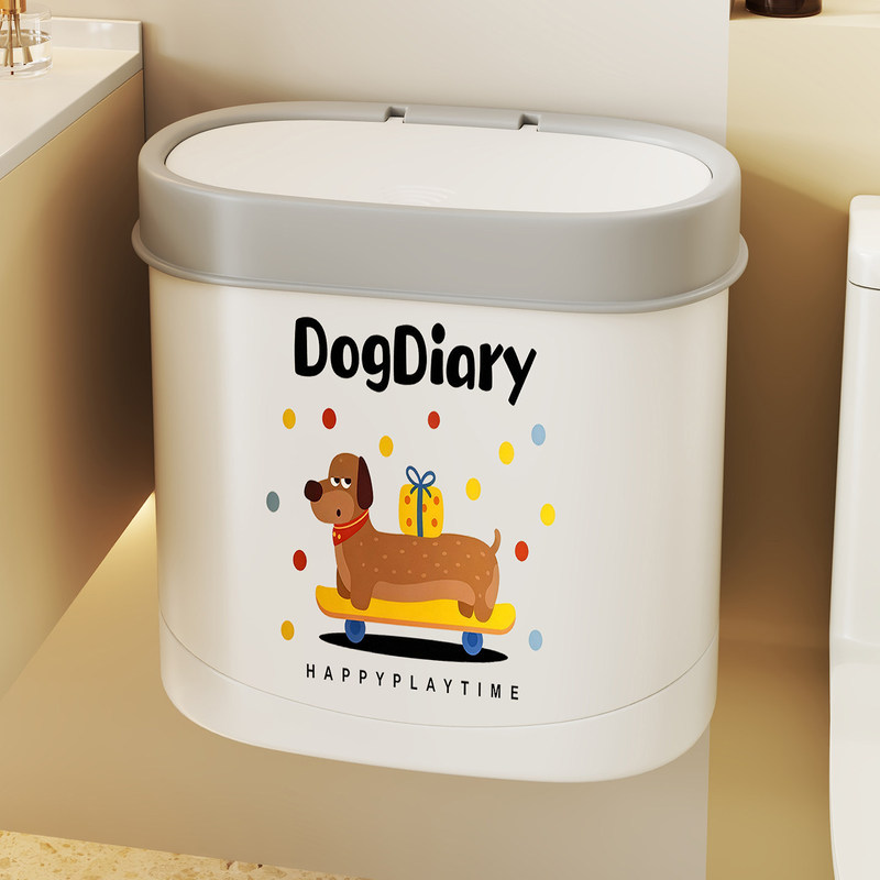 Narrow, space-saving, no-drill, large-capacity trash can for bathroom use, designed to hang in tight spaces, and featuring odor control for waste paper storage