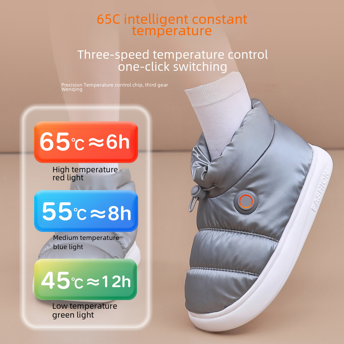 Foot warmer heating shoes charging heating warm cotton shoes Home Office foot warmer removable and washable electric heating cotton shoes men and wome_voghion.com