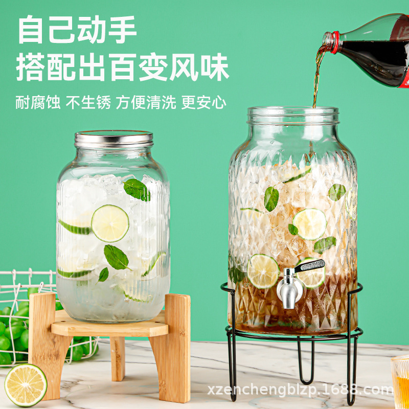 Jarra de vidrio para el hogar de gran capacidad al por mayor, moderna jarra para agua fría, recipiente para bebidas, jarra para jugo con grifo