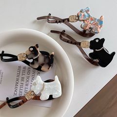 高级感水钻醋酸小狗扭扭夹后脑勺半扎盘发夹子法式少女发卡发饰品
