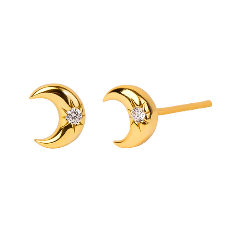 Inlaid Zircon Crescent Earrings Korean Version Of Simple Personality Wild Moon Creative Earrings display picture 1