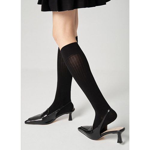 100% Cotton Ankle Socks Summer Thin Mesh Compression Socks for Women, Mid-Calf JK Slimming Leg Socks, Long-Calf Cotton Socks Trendy