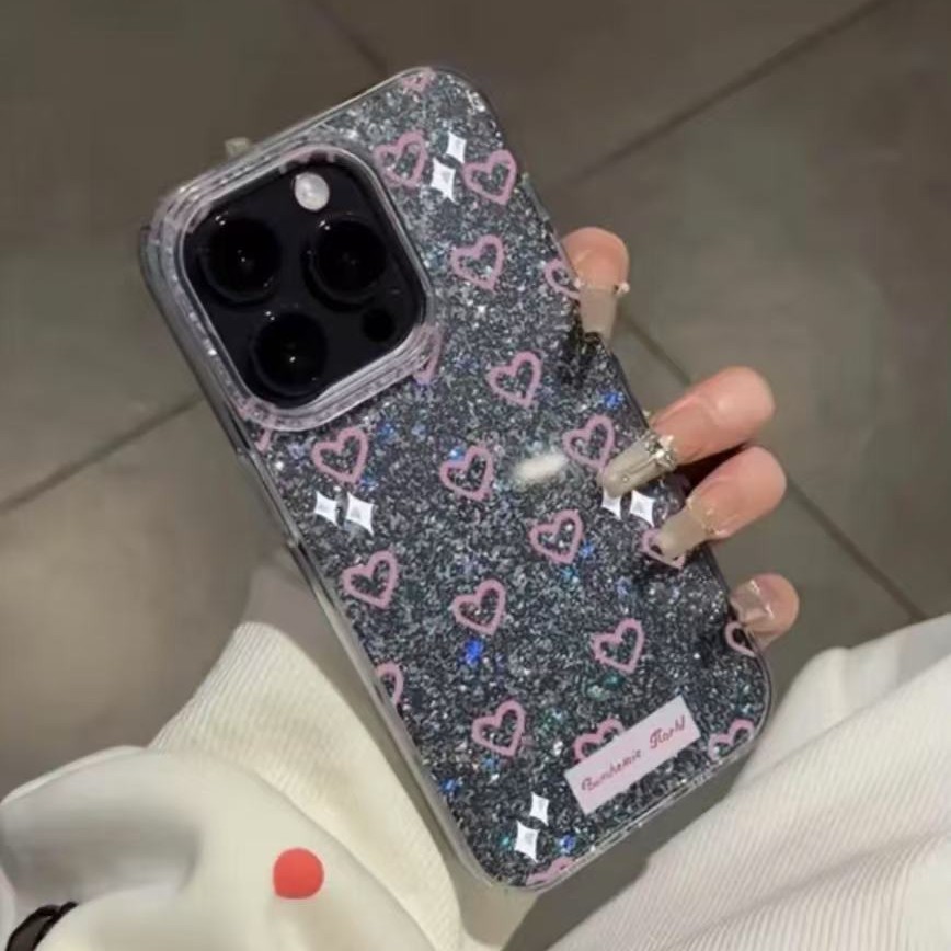 Nuevo estilo transfronterizo aplicable funda para teléfono móvil iphone16 Apple 15 brillo de lámina de plata 14/13promax Japón y Corea 12/11