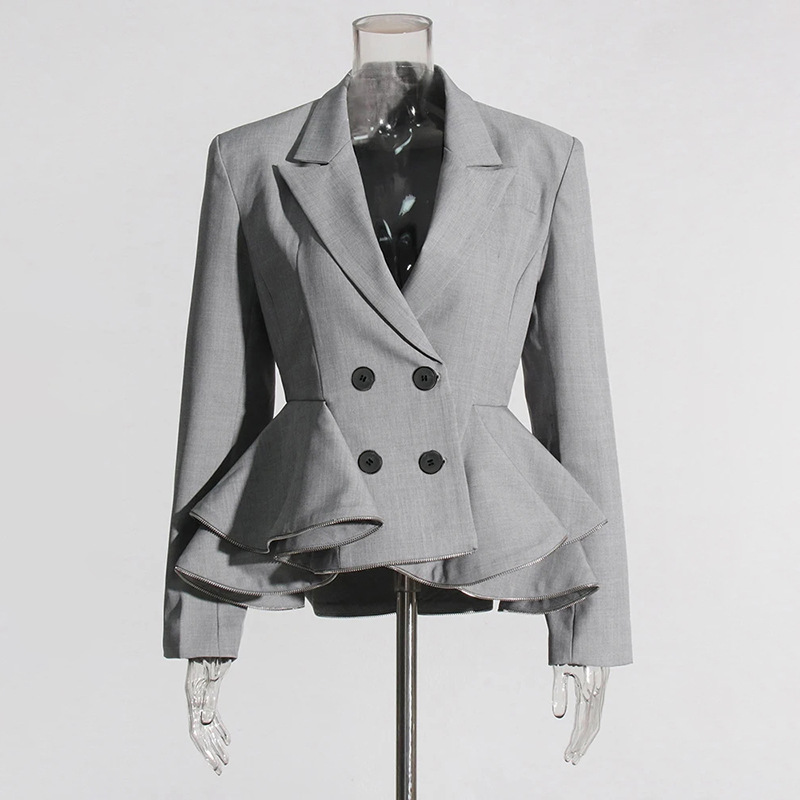 Elegant British-style Blazer 2026 Spring New Fashion Suit With Ruffled Collar And Long Sleeve Design For Women_ecoleips.com