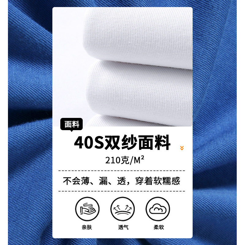 Men's 210g 40 double yarn cross-border trade t shirt round neck short sleeve heavy tide brand cotton t-shirt custom