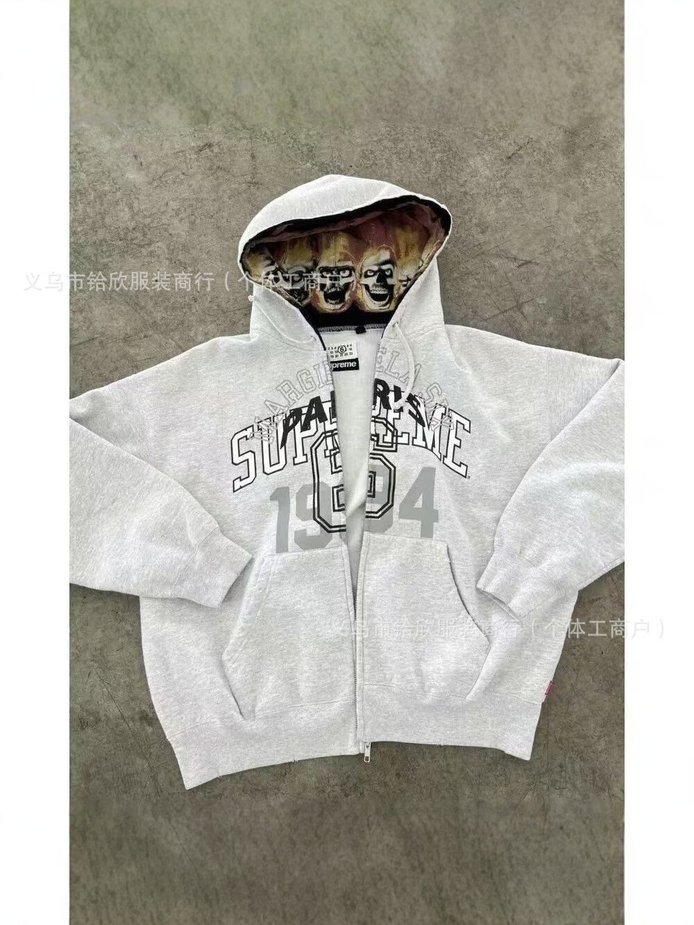 Sudadera con Capucha Reversible de Algodón, con Cierre, Bordado y Estampado en Inglés para Hombre | Estilo Urbano