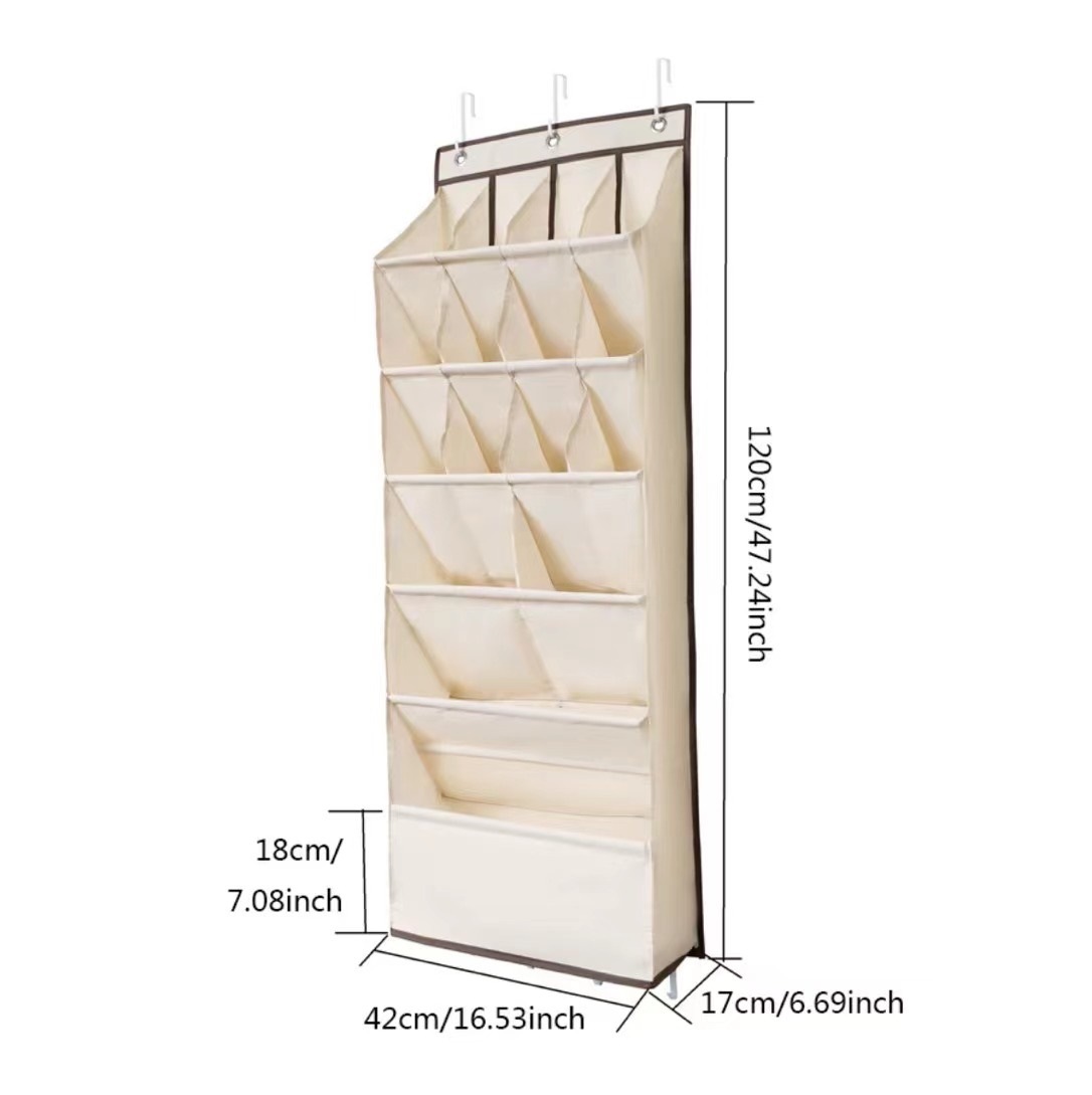 an der Wand montierter beigefarbener Schuhbeutel, multifunktionale Türaufbewahrung, Hängetasche, mehrschichtige Aufbewahrungstasche für Kleinigkeiten_voghion.com
