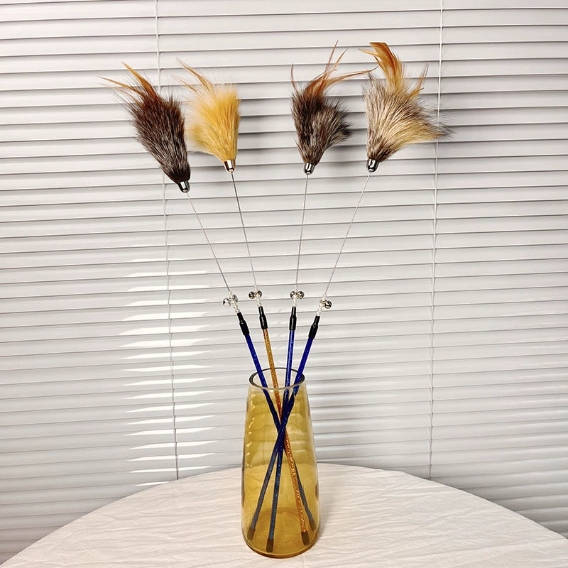 Трансграничные кошки забавные кошки, имитация двухслойных лисьих перьев, пластиковые стержни, кошачьи палочки